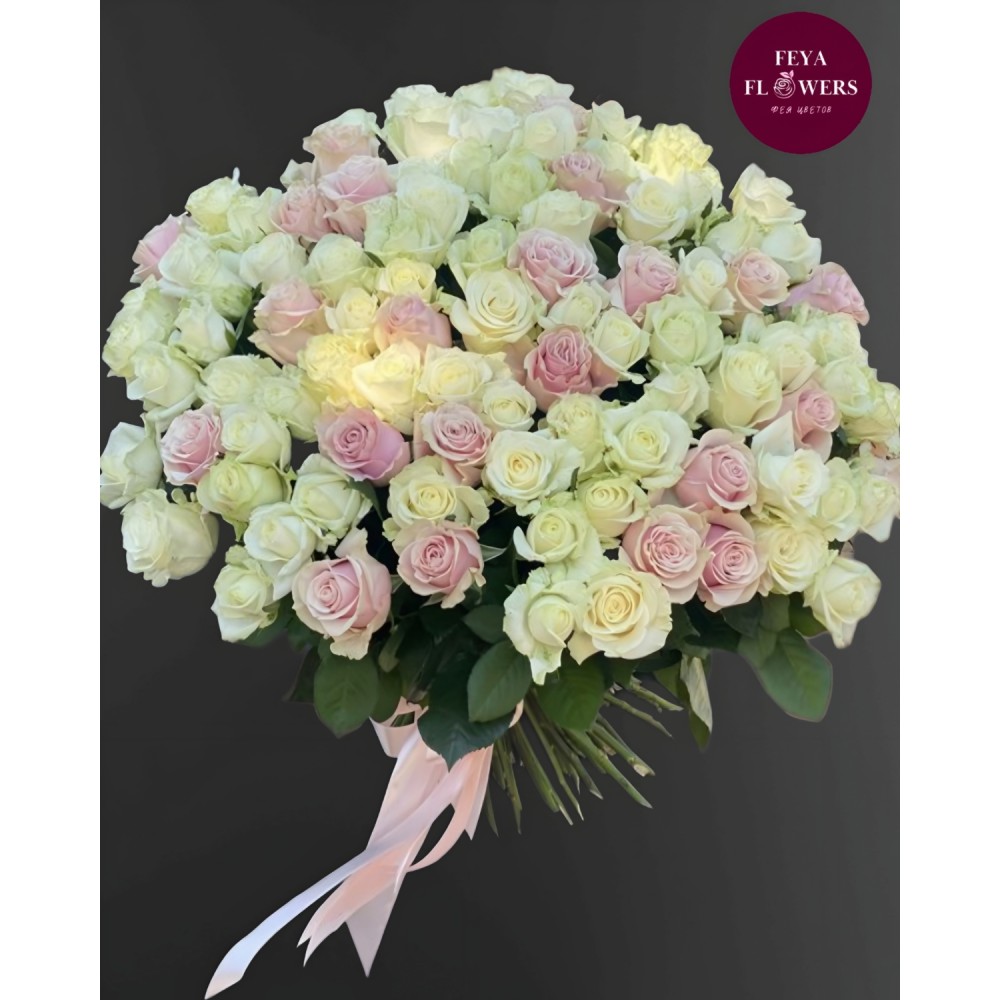 201 түрлі түсті раушан гүлінен тұратын гүлшоғы